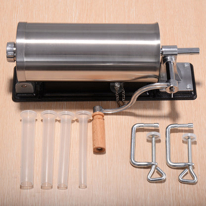 Poussoir à saucisses, Accessoire de remplissage de saucisses 4 tubes 15/19/22/25mm en Acier Inoxydable capacité 3,6 L, Costway, 4