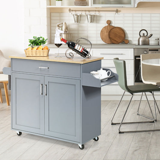 Chariot de Rangement, Ilot de Cuisine, Desserte a Roulette, Desserte de Cuisine, Desserte micro onde, Gris, Costway, 2