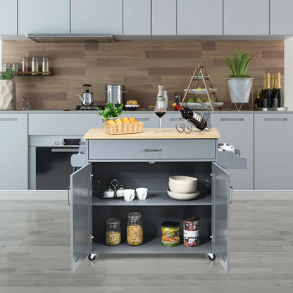 Chariot de Rangement, Ilot de Cuisine, Desserte a Roulette, Desserte de Cuisine, Desserte micro onde, Gris, Costway, 3