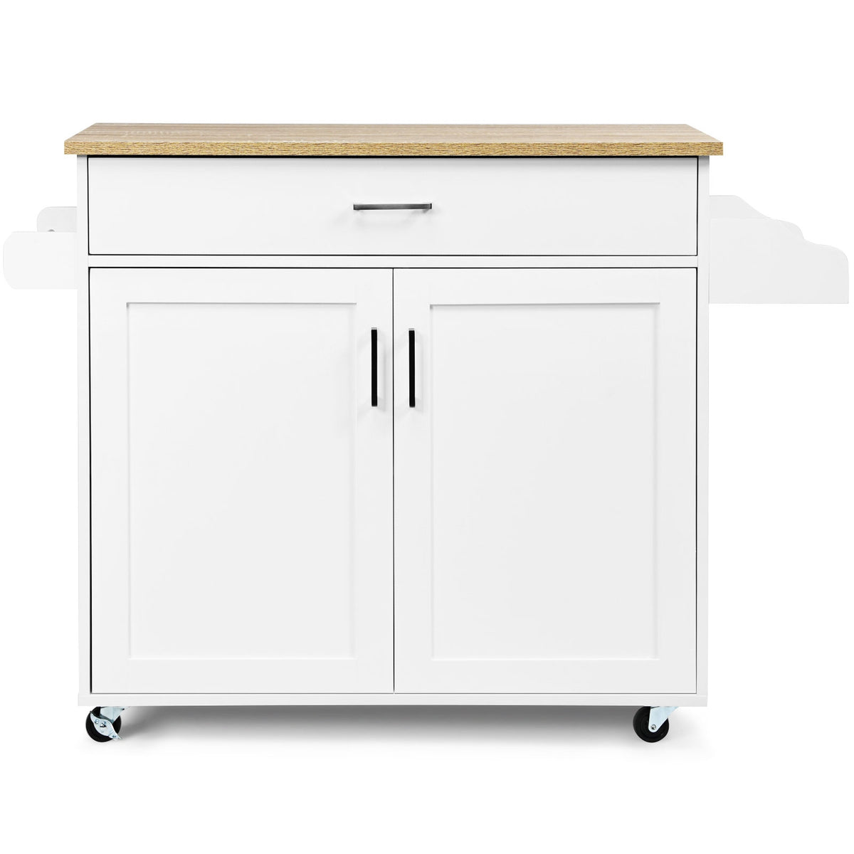 Desserte a Roulette, Chariot de Rangement, Ilot de Cuisine, Desserte de Cuisine, Desserte micro onde, Blanc, Costway, 3