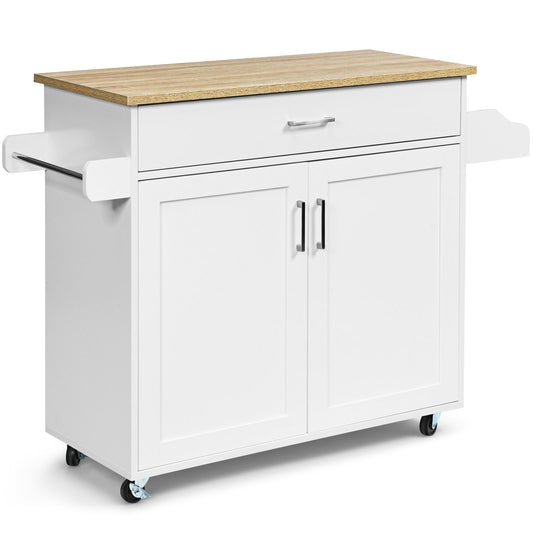 Desserte a Roulette, Chariot de Rangement, Ilot de Cuisine, Desserte de Cuisine, Desserte micro onde, Blanc, Costway, 1