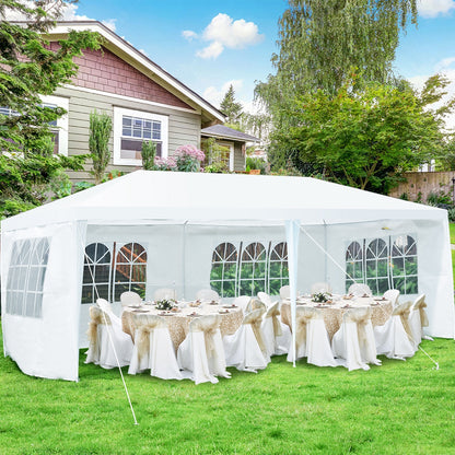 Tonnelle de Jardin, 3 x 6 m, Tonnelle Terrasse, Pergola Jardin, avec 4 Murs Amovibles et Fenêtre sur Côt, Costway, 2