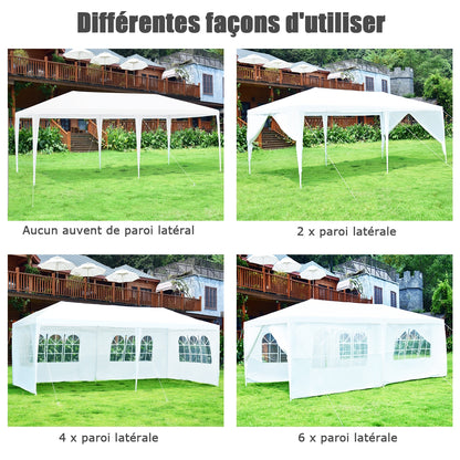 Tonnelle de Jardin, 3 x 6 m, Tonnelle Terrasse, Pergola Jardin, avec 4 Murs Amovibles et Fenêtre sur Côt, Costway, 6