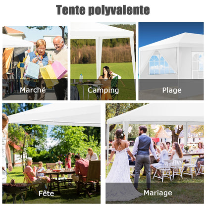 Tonnelle de Jardin, 3 x 6 m, Tonnelle Terrasse, Pergola Jardin, avec 4 Murs Amovibles et Fenêtre sur Côt, Costway, 5