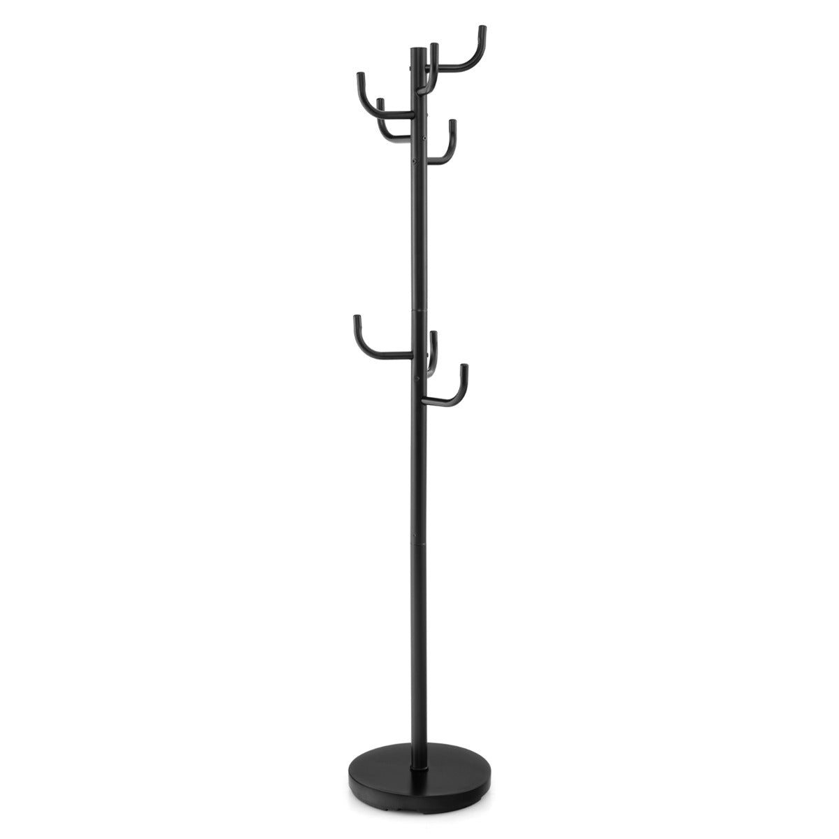 Porte Manteau, Portant Vetement, en Métal de Haute Qualité avec 8 Crochets et Base Ronde, Porte Manteaux, Noir, Costway, 1