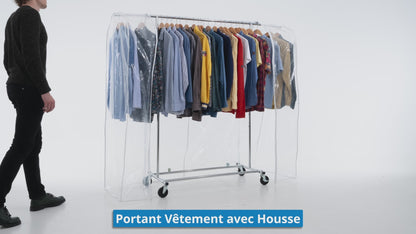 Penderie Tissu, avec Roulettes, Armoire Tissu, Portant Vêtement Solide, 100 kg Capacité, avec Housse, Tatkraft Drogo & Big, v