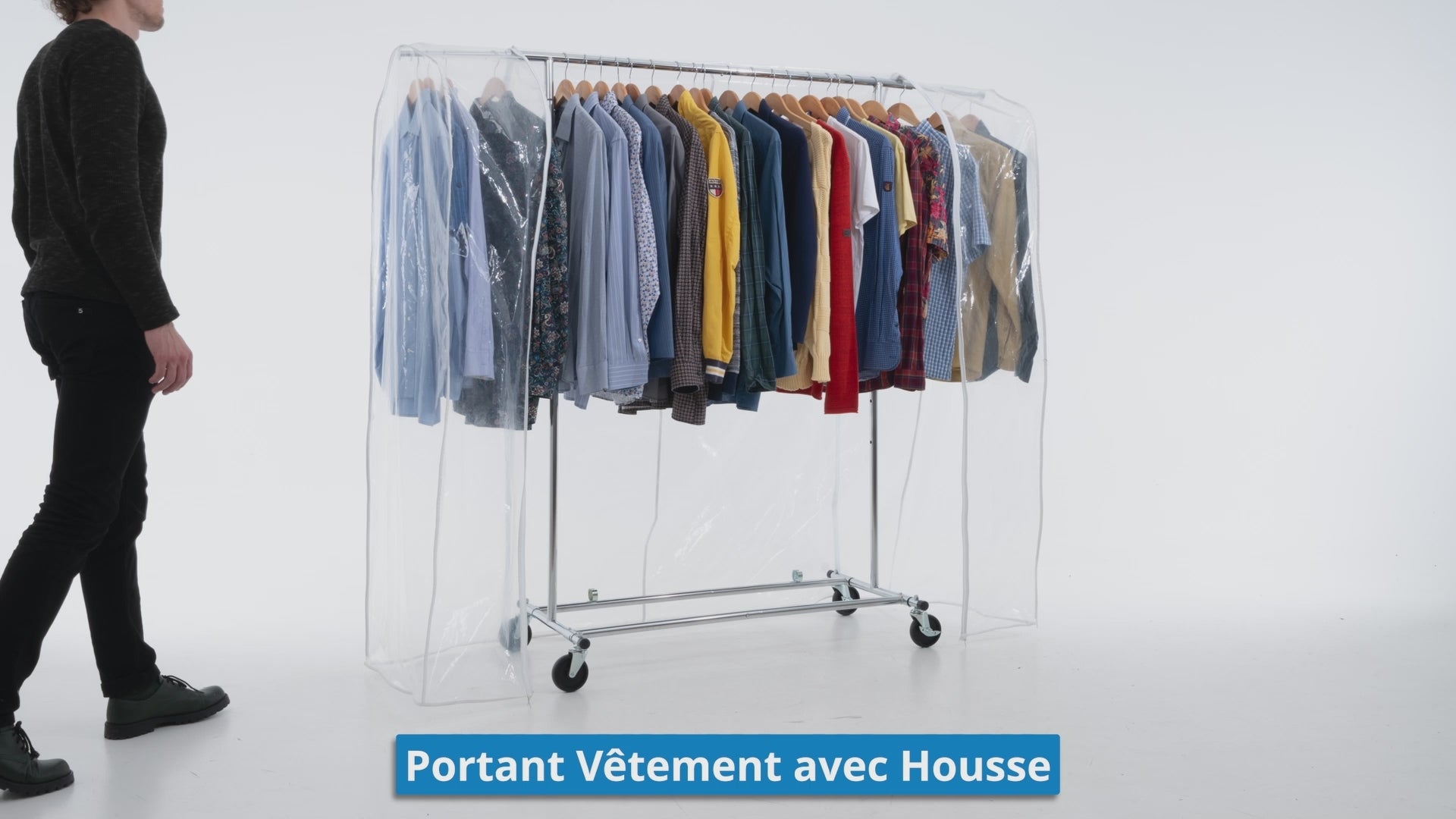 Penderie Tissu, avec Roulettes, Armoire Tissu, Portant Vêtement Solide, 100 kg Capacité, avec Housse, Tatkraft Drogo & Big, v