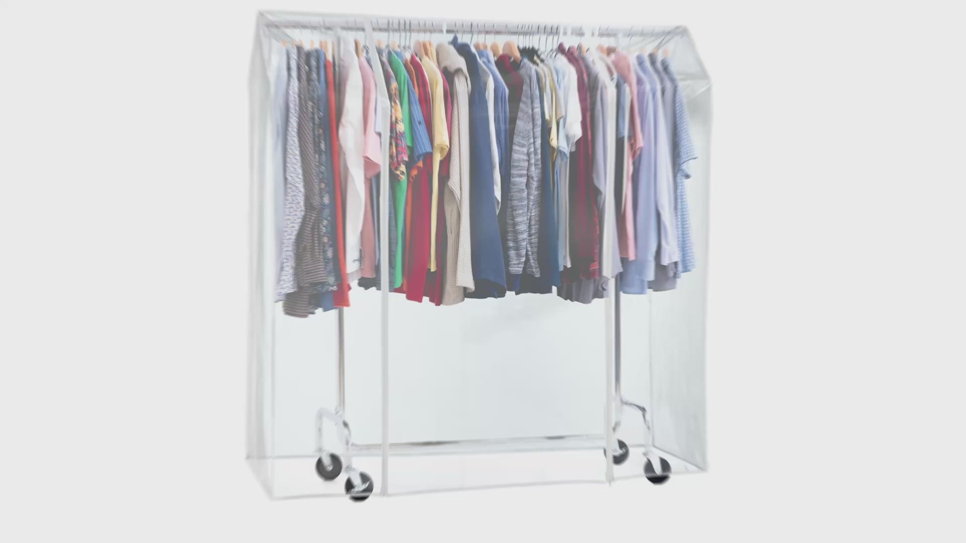Portant Vêtement Solide, avec Housse Imperméable, sur Roulettes, Charge 130 kg, Réglable, Acier Chromé, Tatkraft Didrik & Schild, video