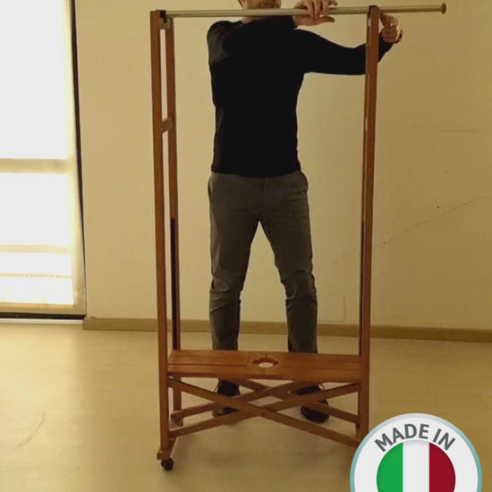 Portant Vetement Bois, Penderie,Portant a Vêtement Pliable, Tringle, ARIT Elios, V4