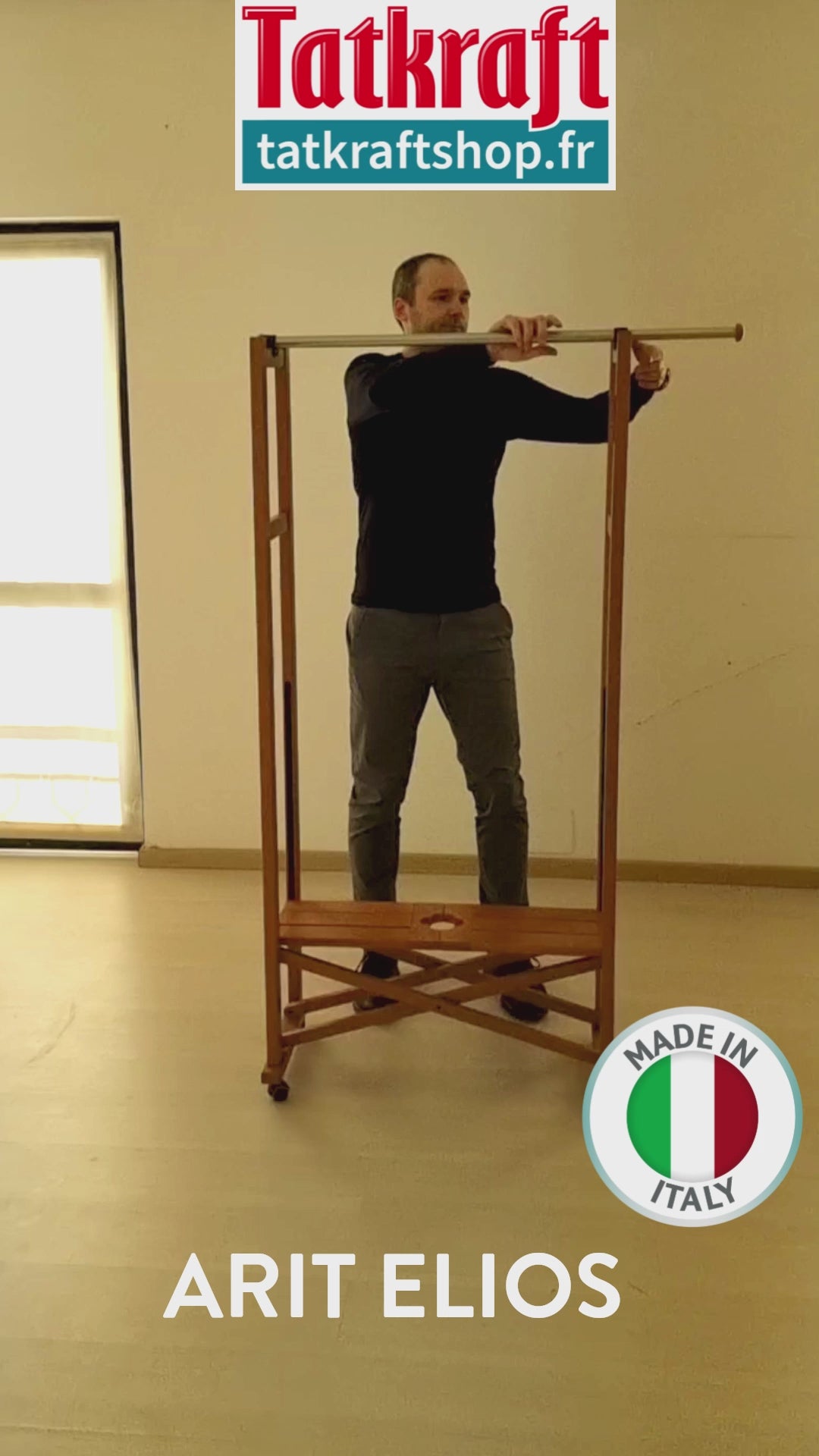 Portant Vetement Bois, Penderie,Portant a Vêtement Pliable, Tringle, ARIT Elios, V4