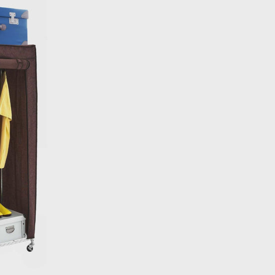 Armoire Tissu Penderie Mobile avec Housse, Portant à Vêtements Solide avec Roulettes et Range-Chaussures, art moon buffalo, video