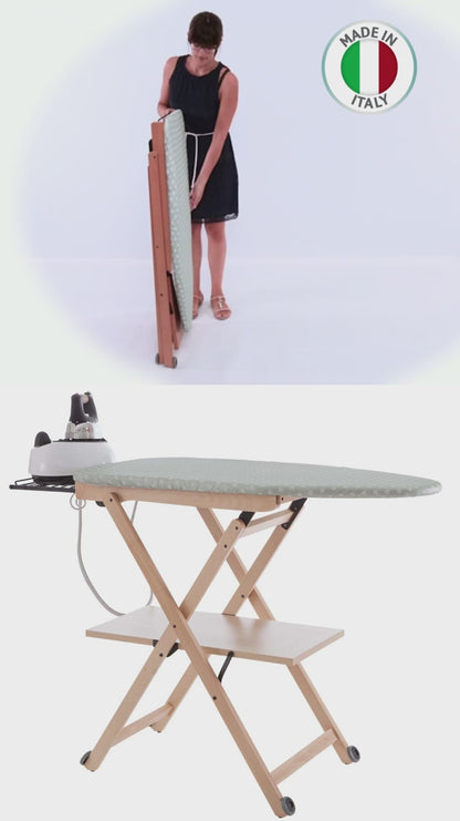 Table à Repasser, Planche à repasser, Réglable, avec Roulettes, ARIT STIROCOMODO, Couleur Blanc_video