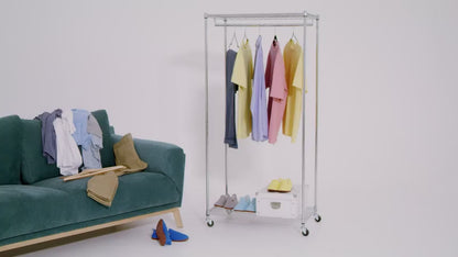 art moon Buffalo - Armoire sur Roues, Tringle à Vêtements Robuste avec 2 Etagères, Portant à Vêtements