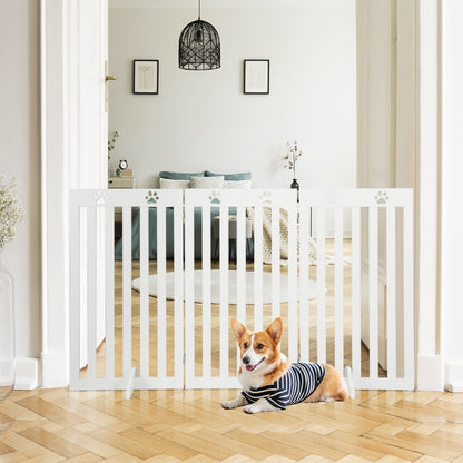 Barriere Chien, Barrière pour Chien sans Percer, Autoportante 3 Panneaux en Bois Charnières Métalliques à 360° Blanc, Costway, 3