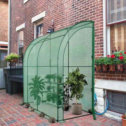 Serre de Jardin, avec Étagère à Plantes 3 Niveaux 2 Portes Zippées, Jardin Couvert, Adossée en PE, Vert, Costway, 3