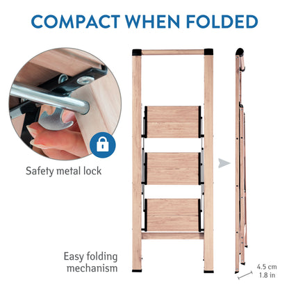Escabeau, pince métallique durable. Escabeau compact, plié seulement 4,5 cm, Tatkraft Up
