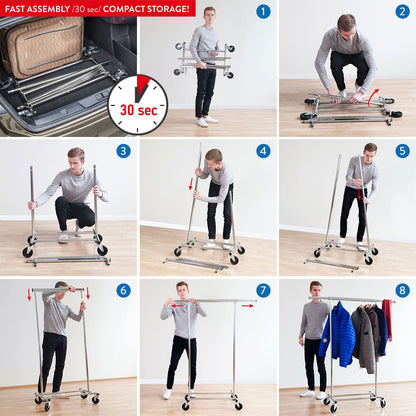 Portant Vêtement Solide, Portant Professionnel, Jusqu’à 100 kg, 1 min Montage, Portant Vetement Pliable, Tatkraft Darren, 9
