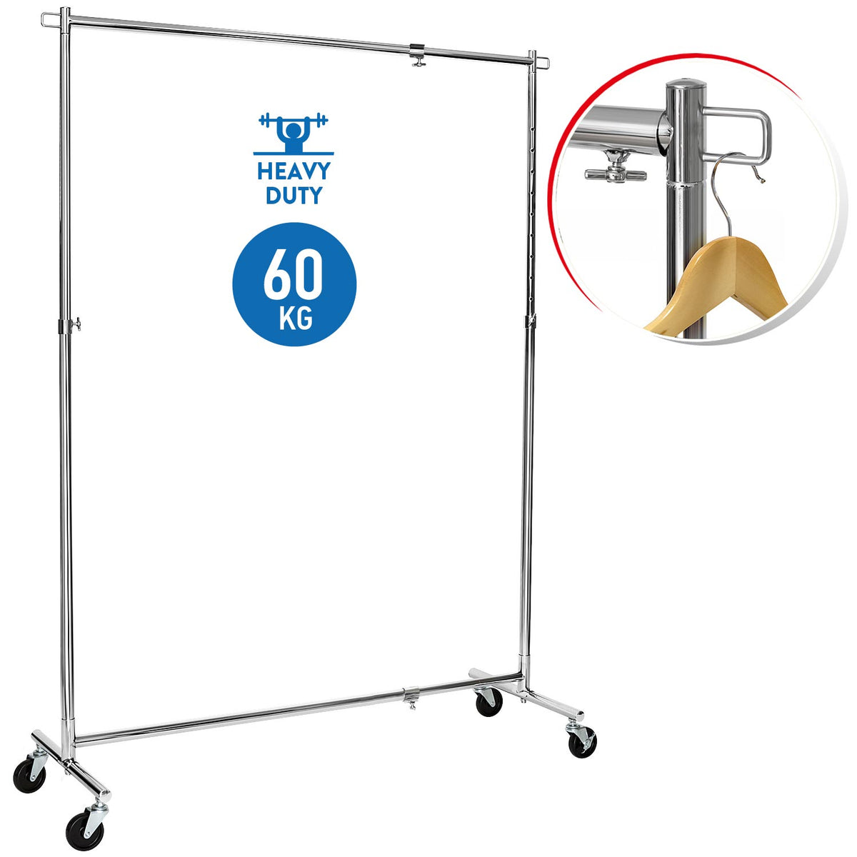 Portant Vêtement Solide 100 kg Capacité, Extensible, Hauteur ajustable, Penderie sur Roulette, Portant, Tatkraft Urban, 3