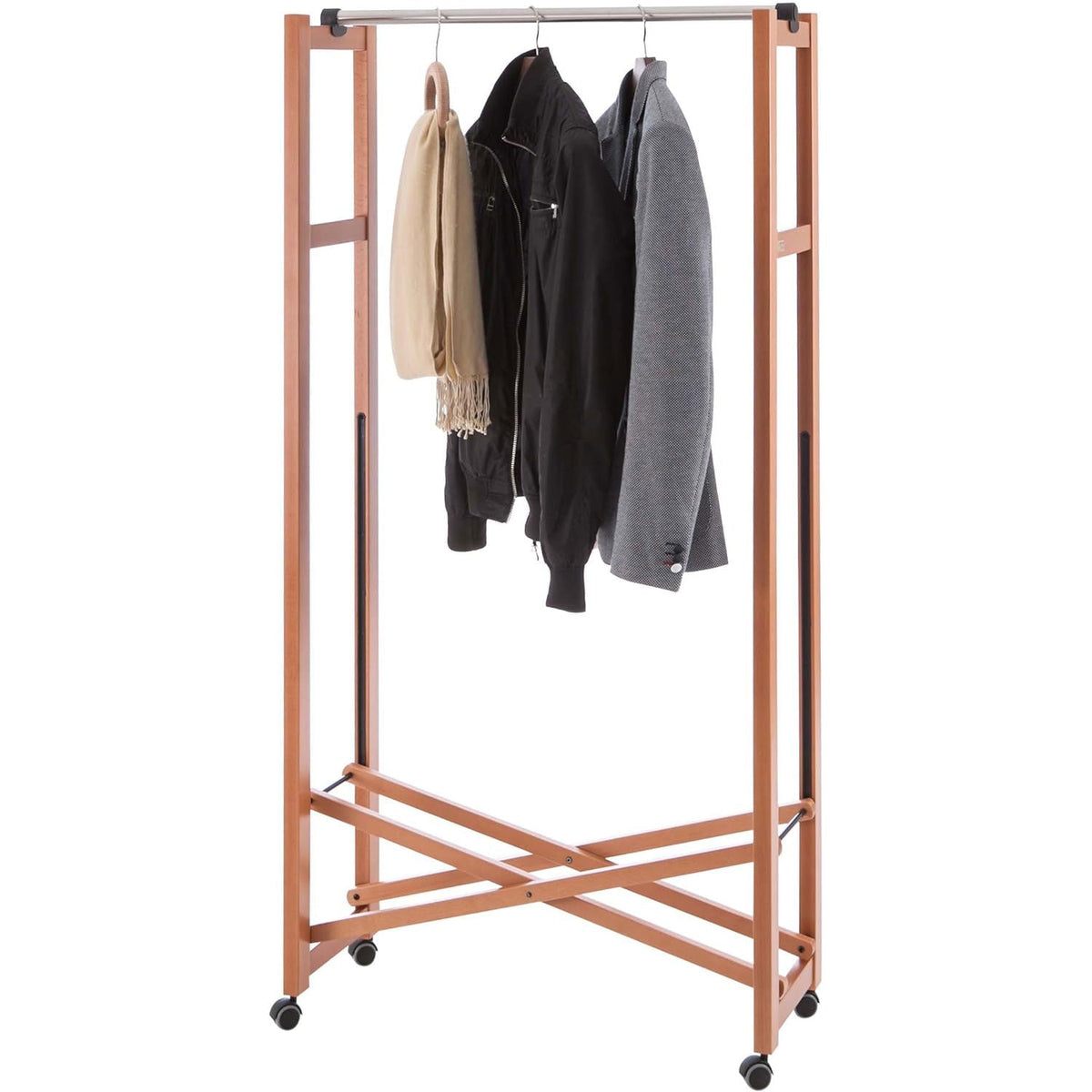 Portant GIULIUS Pliable Bois, Cerise, 31 x 78 x 160 cm