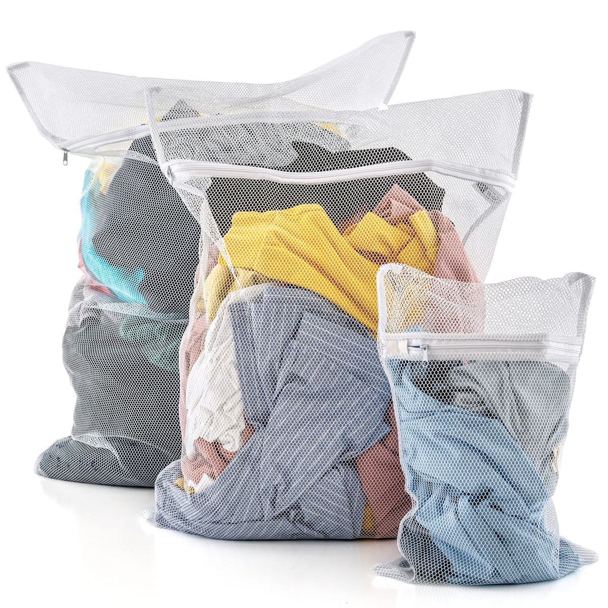 Lot de 3 Sacs Filets à Linge en Tissu pour la Lessive, Trois Tailles: 25x40cm, 50x70cm, 60x90cm, art moon Trio