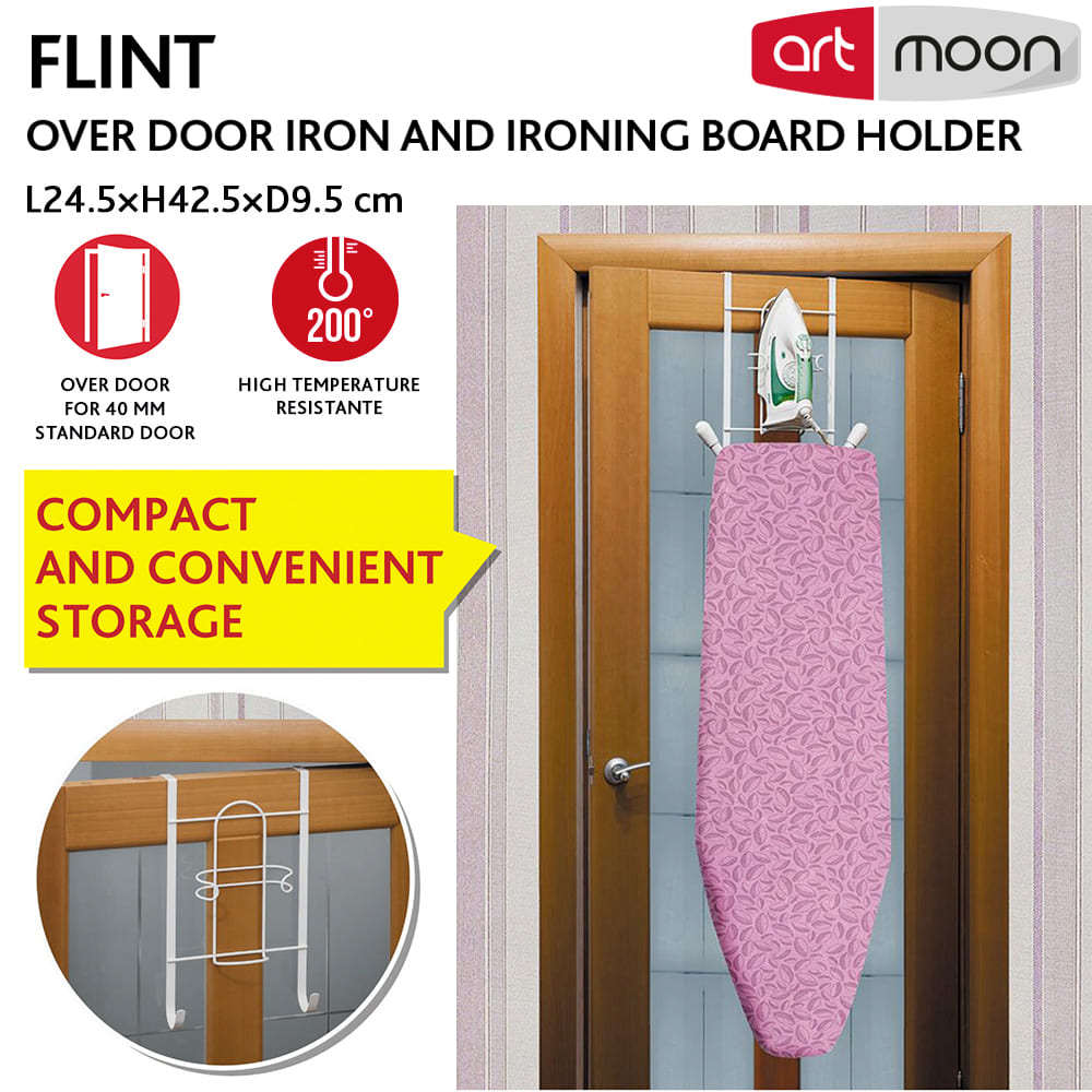 Rangement pour Fer à Repasser et Table de Repassage avec Crochets à Suspendre aux Portes, art moon Flint, 3
