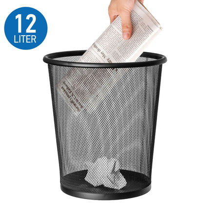  Poubelles à Papier 12L, Poubelle de Bureau en Métal Tressé, Corbeille à Papier Design Moderne, art moon Mesh