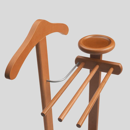 ARIT - Valet de nuit ANTIMO, Composé d'un cintre, de 3 porte-pantalons et d'une tablette de rangement - Couleur cerise, 3