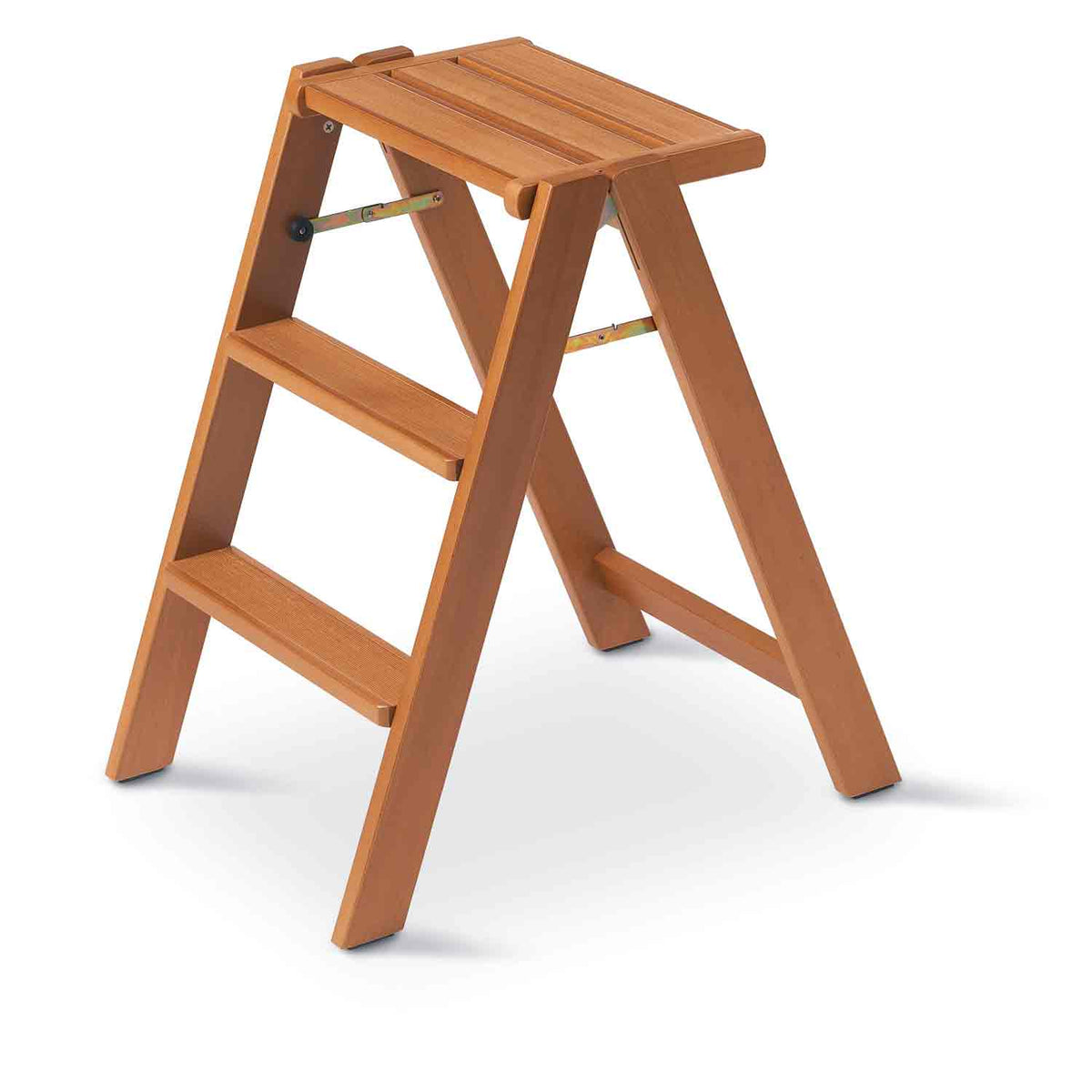 Escabeau OSIMO, tabouret pliant, équipé de 2 marches et d'une large plateforme - couleur cerise