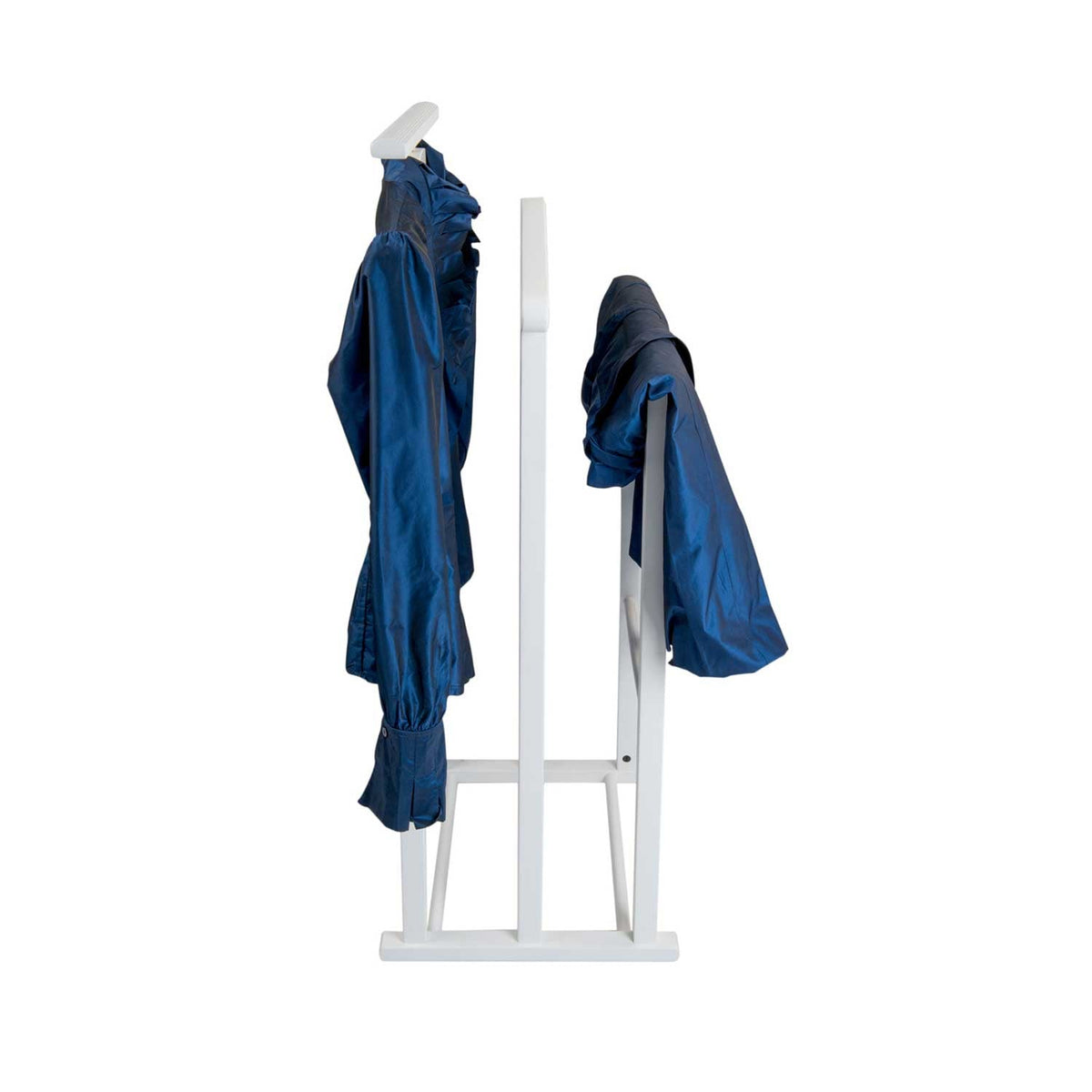 ARIT - Valet de nuit MAXI , composé de 2 cintres et de 2 porte-pantalons, pieds en caoutchouc à la base. - couleur blanche, 4