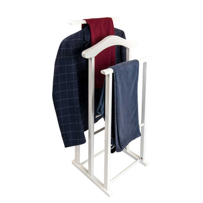 Valet de nuit MAXI , composé de 2 cintres et de 2 porte-pantalons, pieds en caoutchouc à la base. - couleur blanche, 1