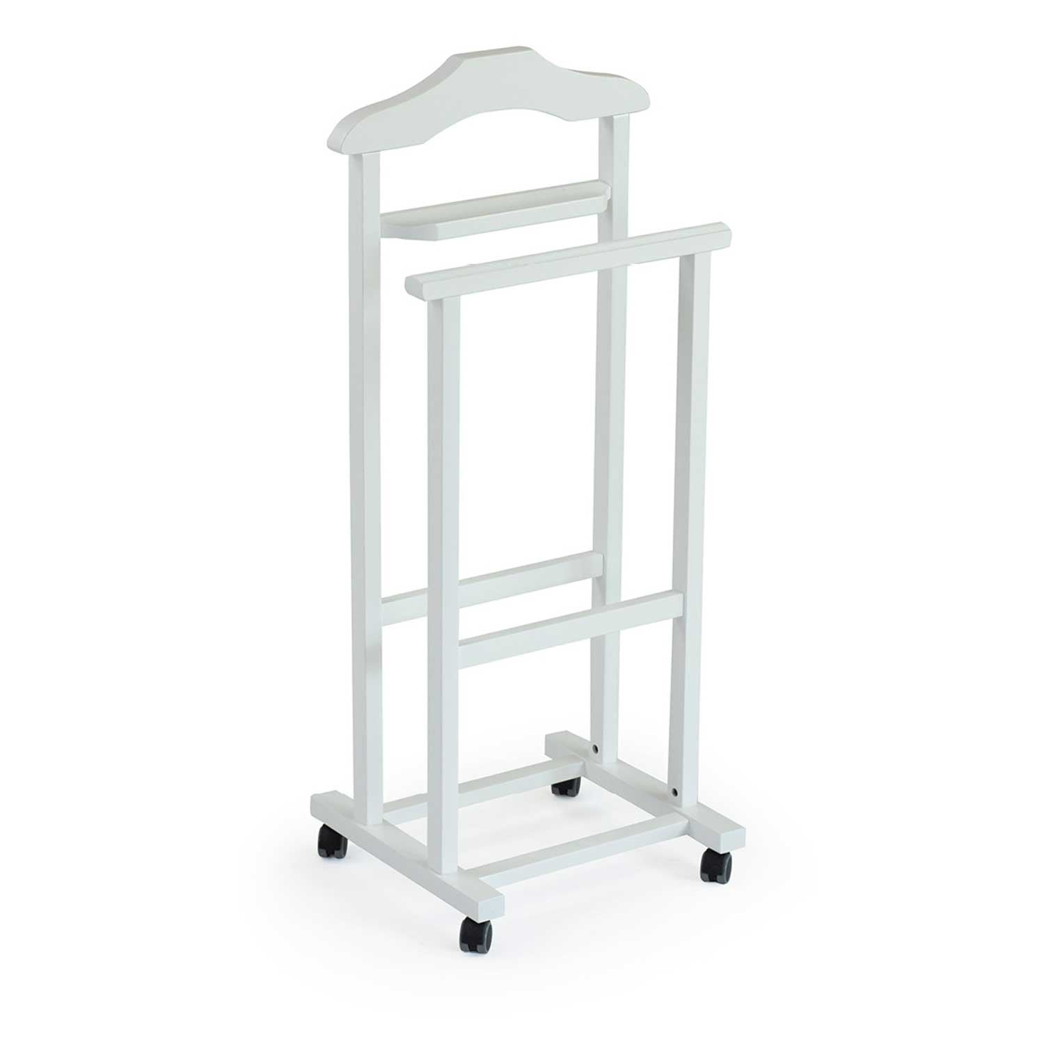 ARIT - Valet de nuit MIRANO, Composé d'un cintre, d'un porte-pantalon et d'une tablette de rangement - couleur blanche, 3