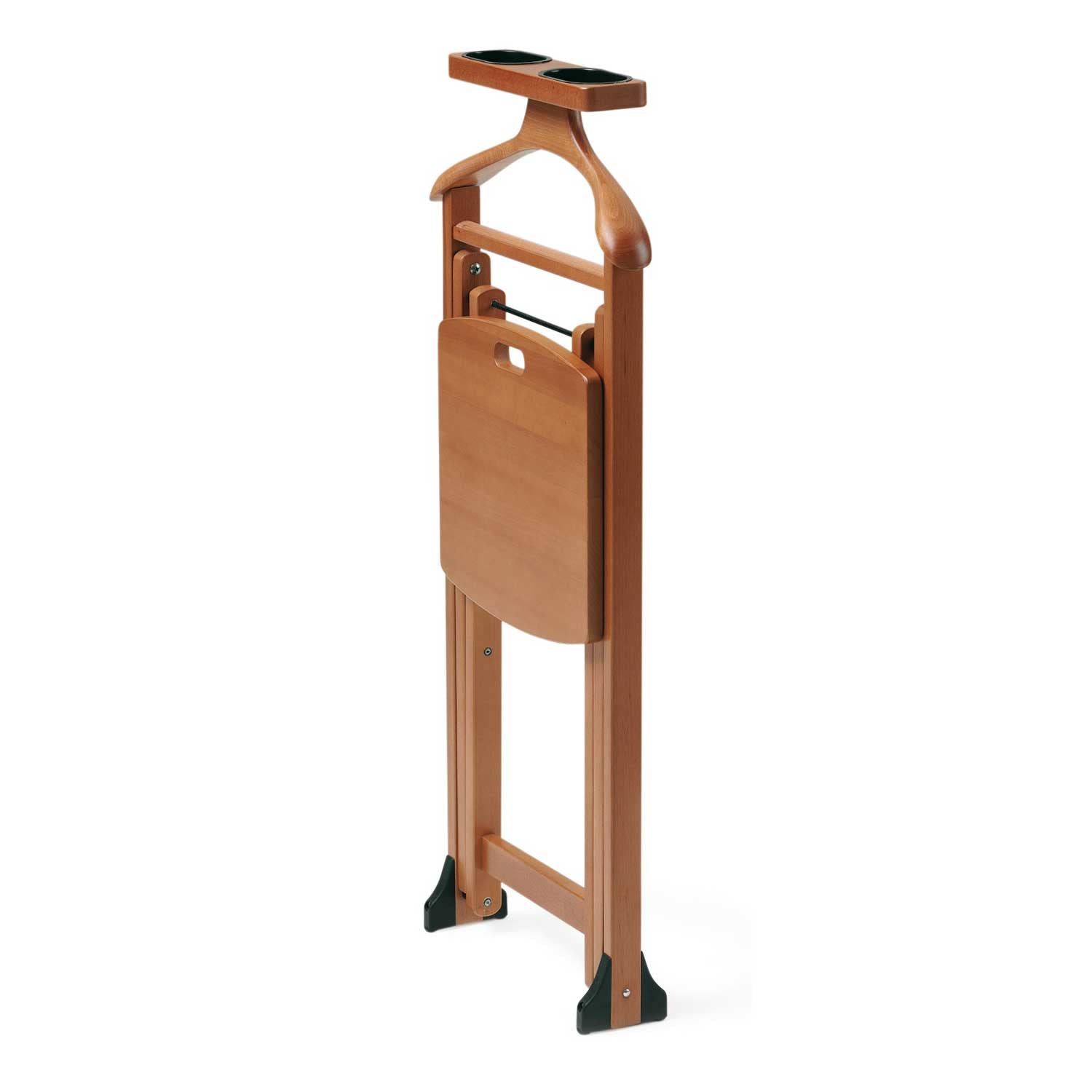 Valet de nuit DUKA , Chaise/Valet de nuit, cintre, porte-pantalon, tablette de rangement, Siège en hêtre massif, cerise, 3