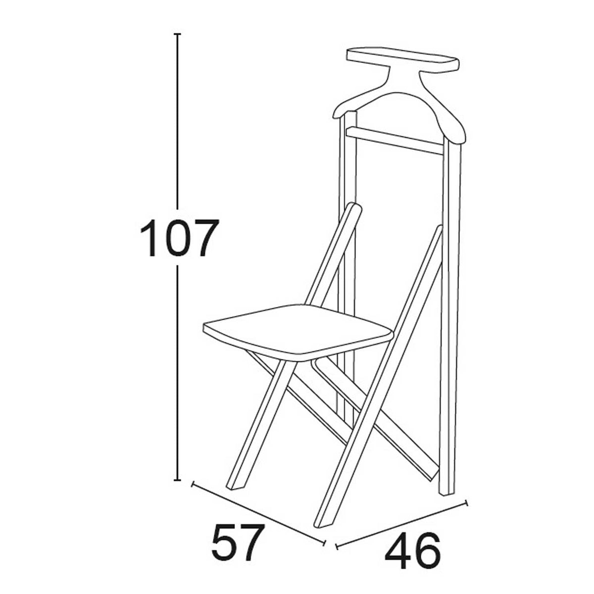 Valet de nuit DUKA , Chaise/Valet de nuit, cintre, porte-pantalon, tablette de rangement, Siège en hêtre massif, cerise, 4