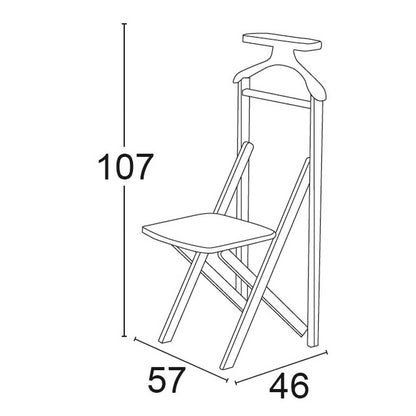 Valet de nuit DUKA , Chaise/Valet de nuit, cintre, porte-pantalon, tablette de rangement, Siège en hêtre massif, cerise, 4