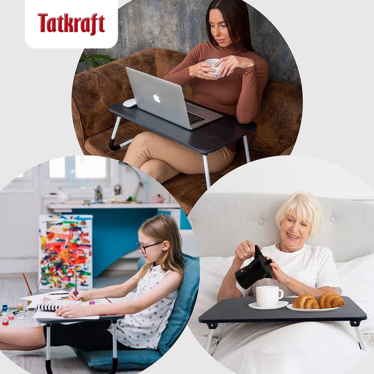 Plateau de Lit, Table de chevet pliante pour ordinateur portable, lecture et petit-déjeuner - Tatkraft Olaf
