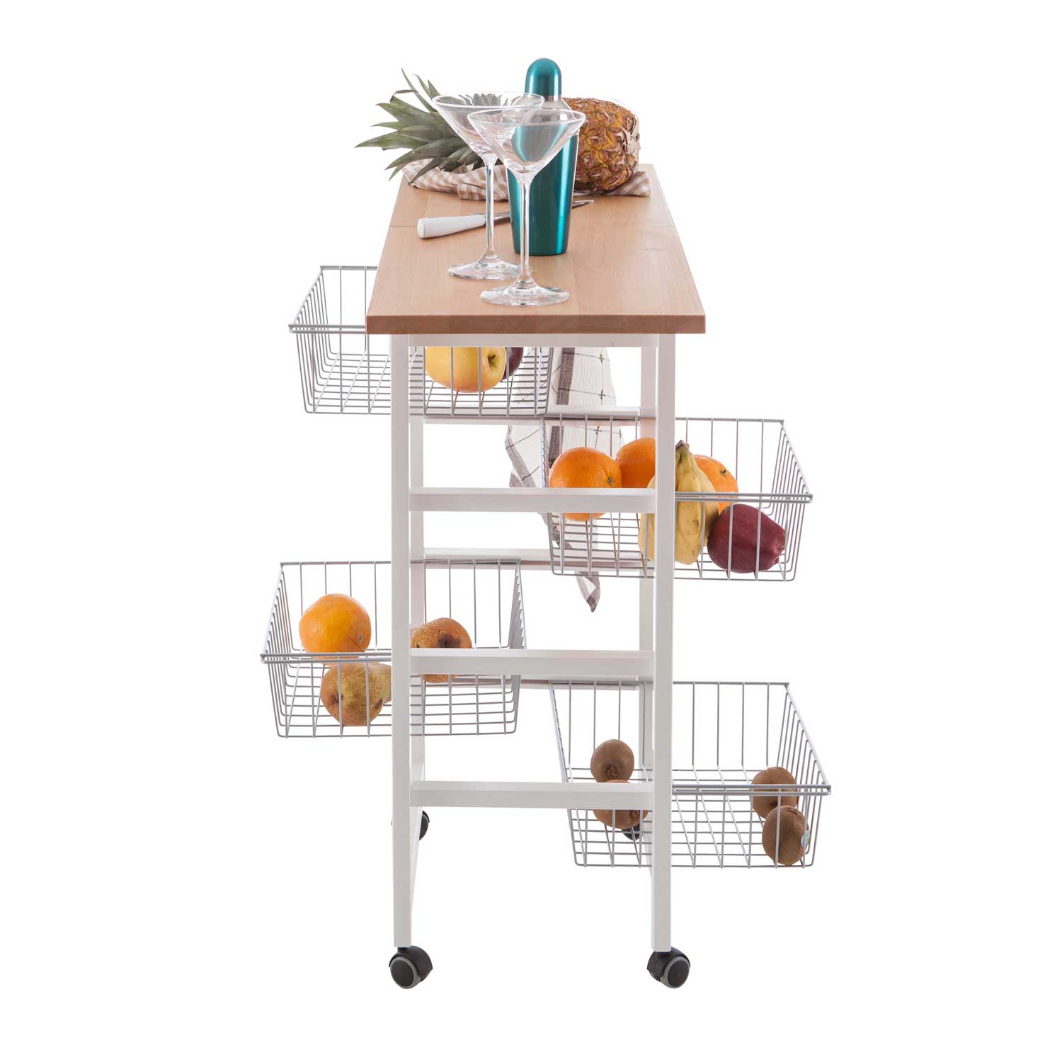 Chariot de cuisine GASTONCINO, Desserte Cuisine, Desserte a Roulette, Desserte Bois(da 48 a 96 cm), laccato bianco, Arit, 3