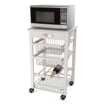 Chariot de cuisine ARTURO, Desserte Cuisine, Desserte a Roulette, Desserte Bois, Bouteille Central, blanc, Arit, 1