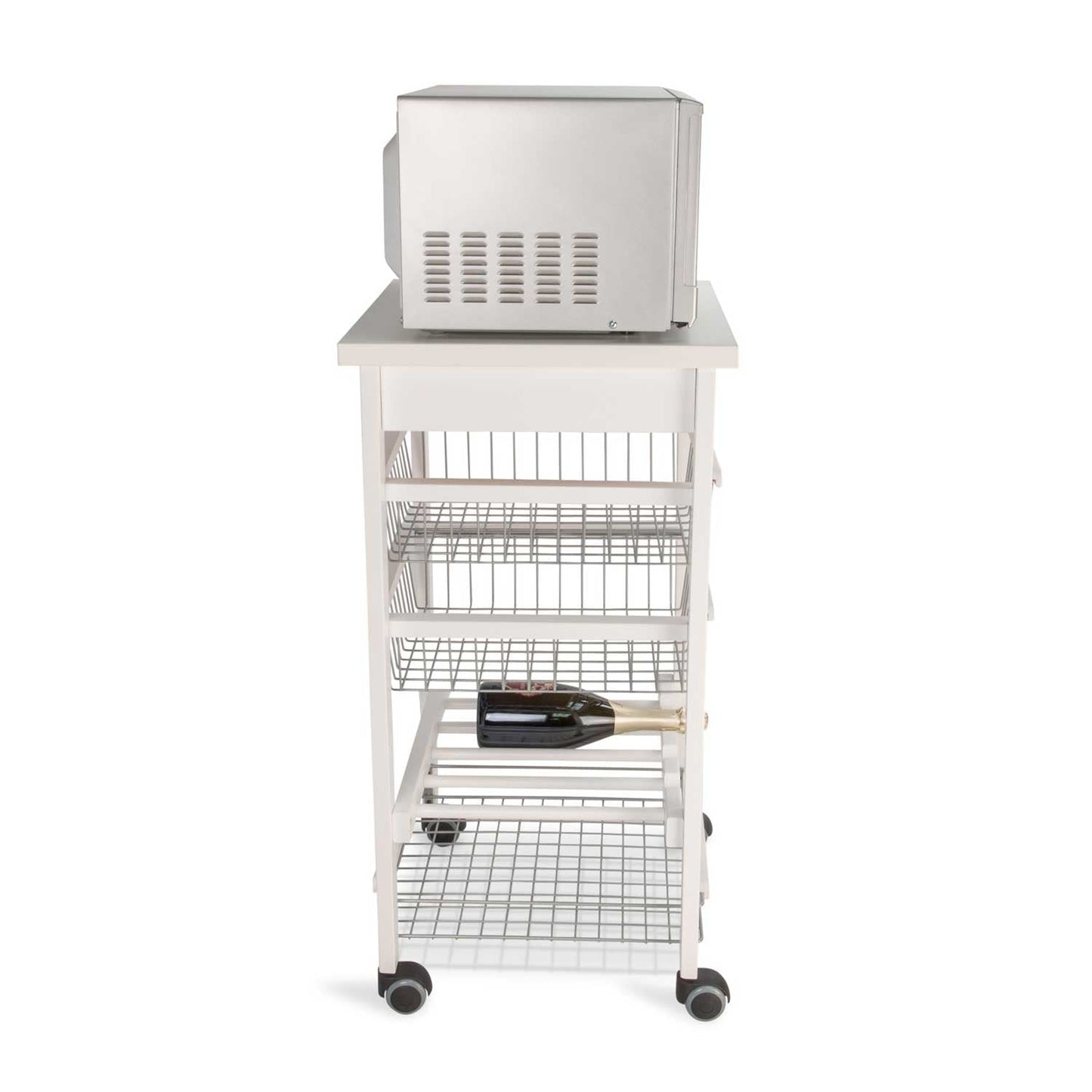 Chariot de cuisine ARTURO, Desserte Cuisine, Desserte a Roulette, Desserte Bois, Bouteille Central, blanc, Arit, 5
