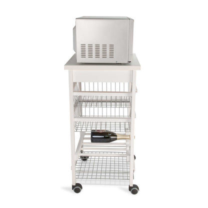 Chariot de cuisine ARTURO, Desserte Cuisine, Desserte a Roulette, Desserte Bois, Bouteille Central, blanc, Arit, 5