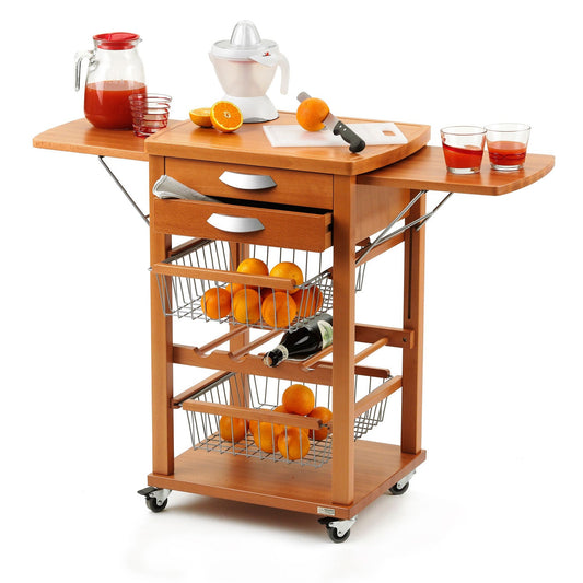Chariot de cuisine SANTIAGO, Desserte Cuisine, Desserte a Roulette, Desserte Bois, cerisier, Arit, 1