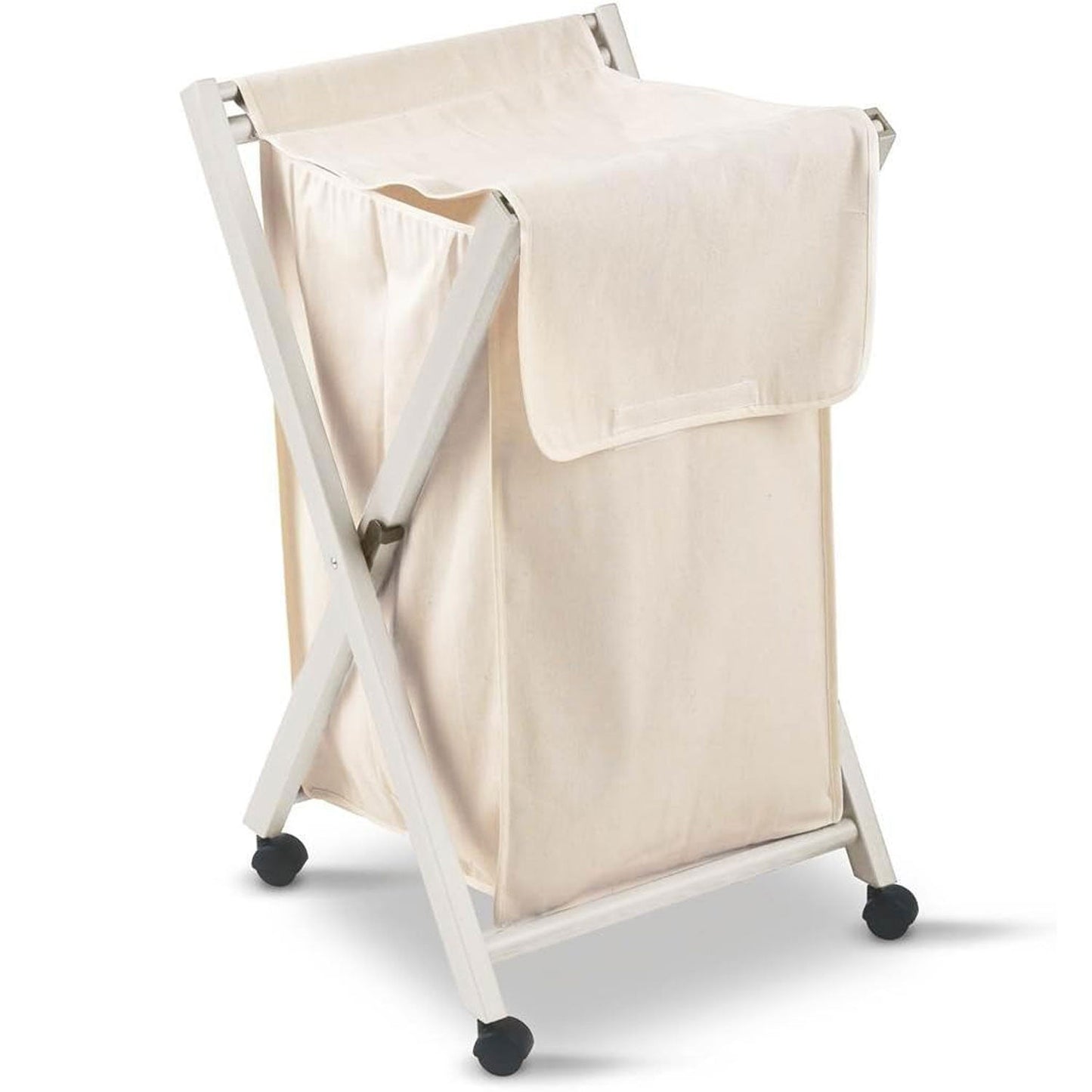 BANNY Accessoires de Salle de Bains, Panier à Linge Pliable, Panier Linge Bois, Couleur blanche, ARIT, 2