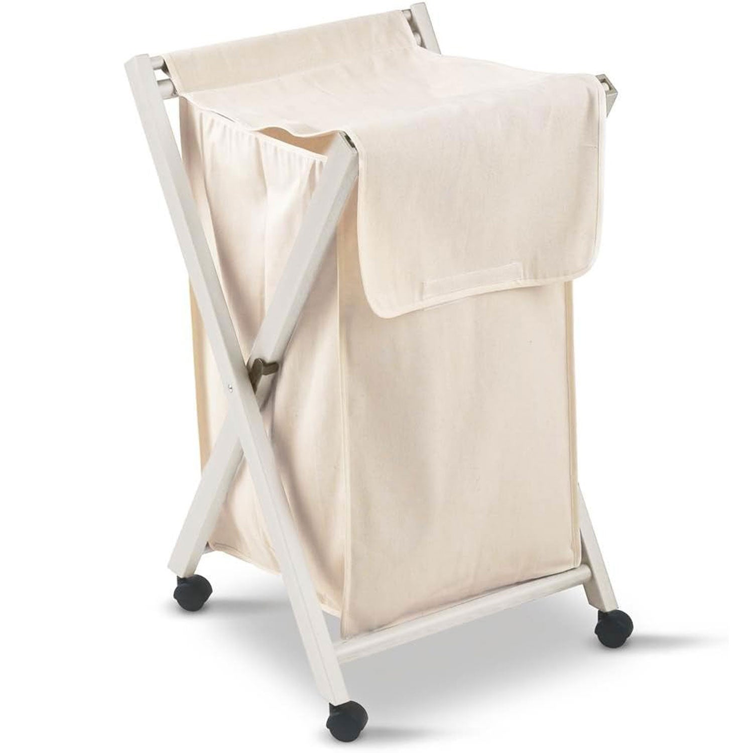 BANNY Accessoires de Salle de Bains, Panier à Linge Pliable, Panier Linge Bois, Couleur blanche, ARIT, 2