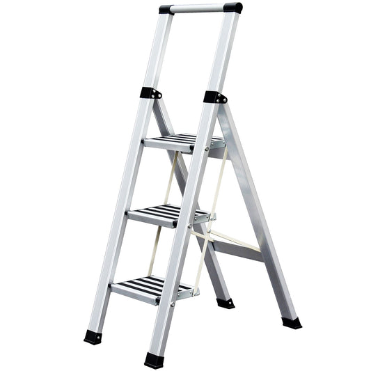 Tatkraft Adamant - Escabeau Domestique Aluminium Pliant, Ultra Léger, 3 Marches