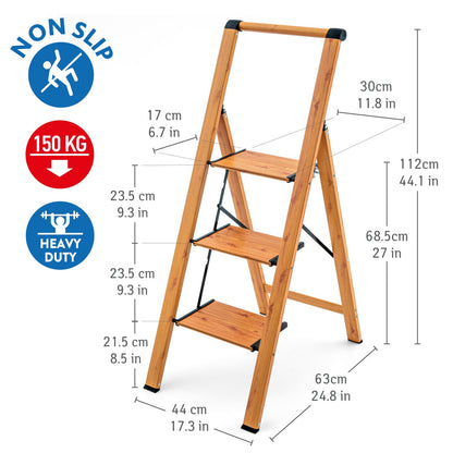 Escabeau domestique, escabeau 3 marches, échelle de ménage, marche pliante,Tatkraft Up, size