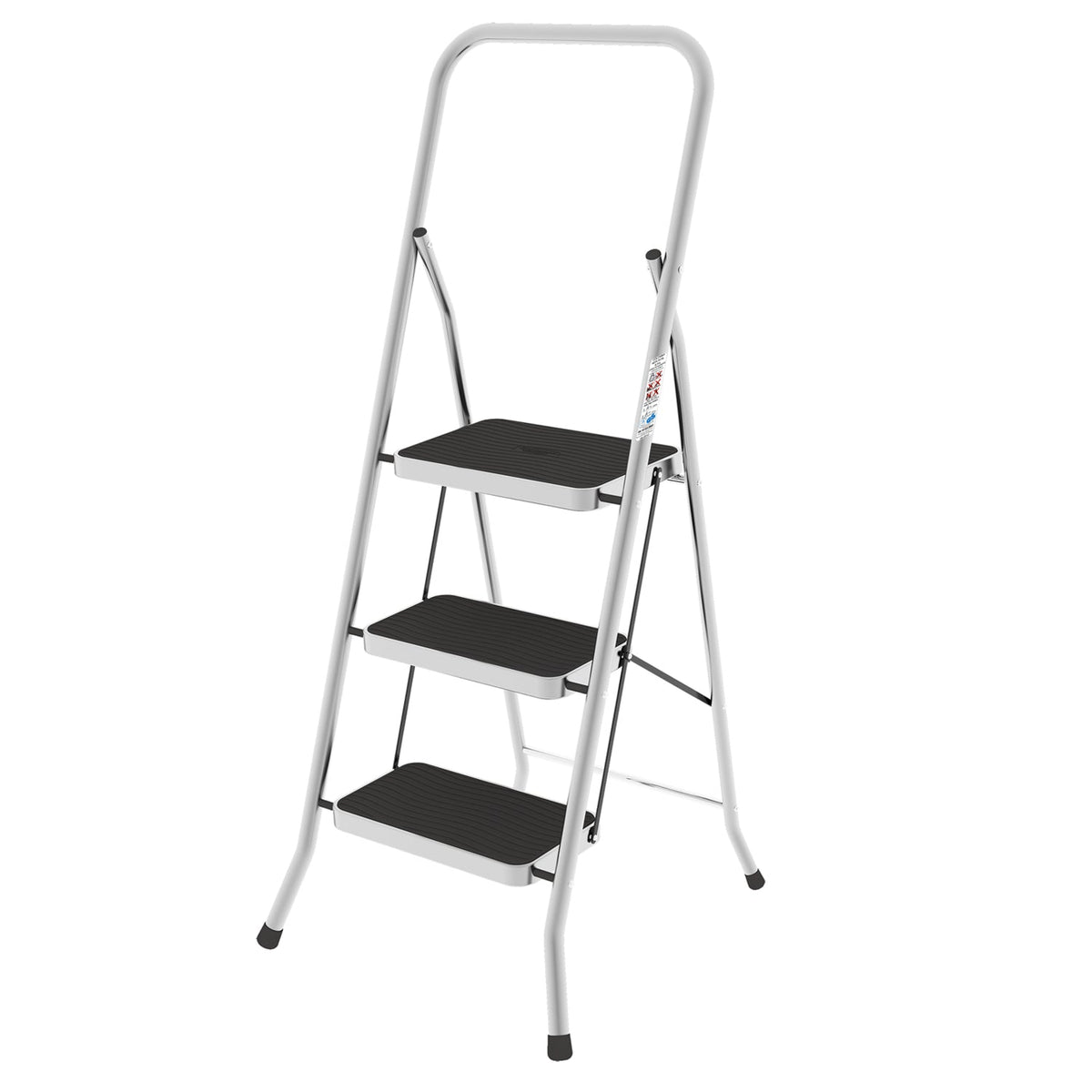 Escabeau à 3 Marches, Pliant en Acier, Marchepied Echelle Pliable, Colombo Security 