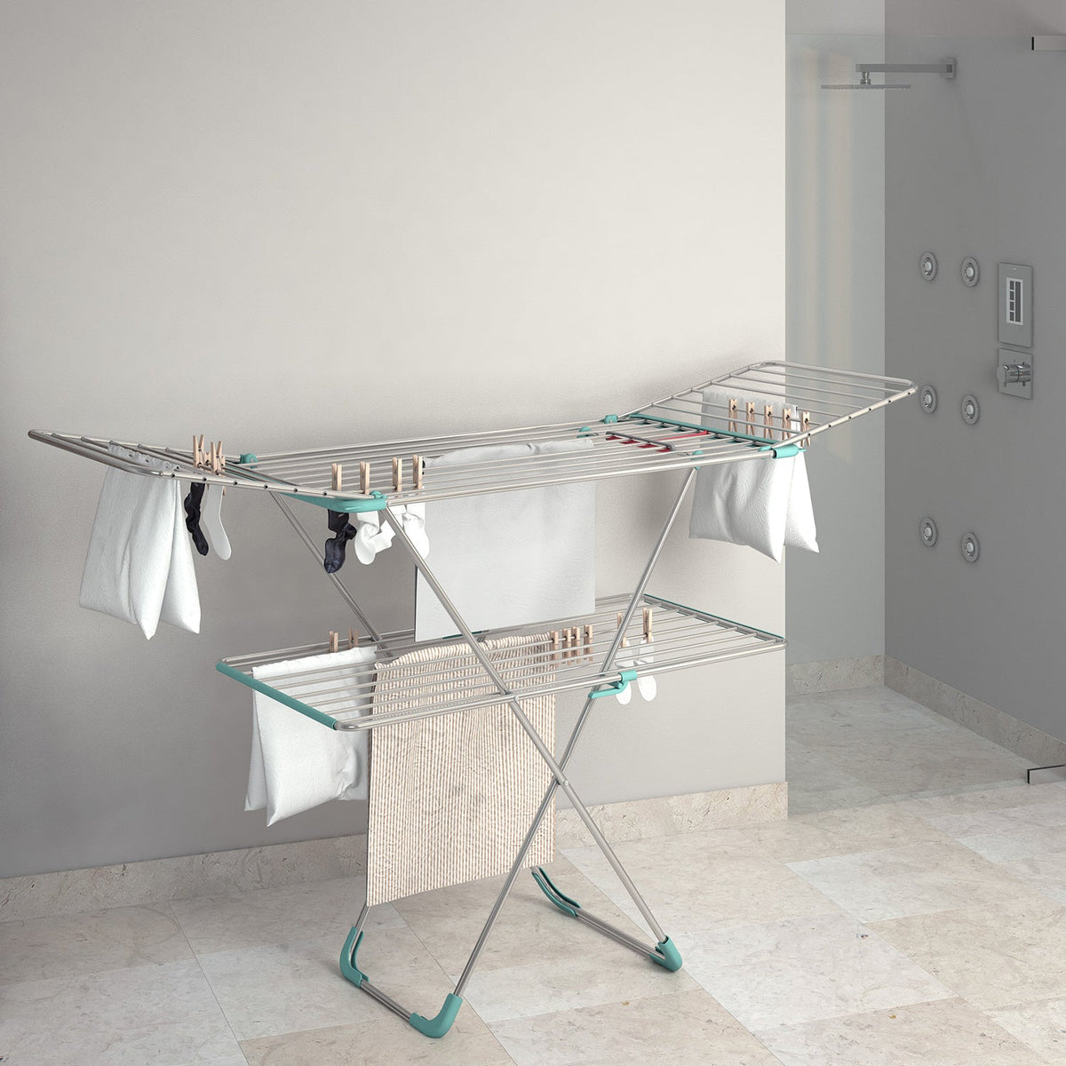 Colombo Double, Grand Étendoir à Linge, Étendoir à Linge Pliable, Étendoir à Linge XXL