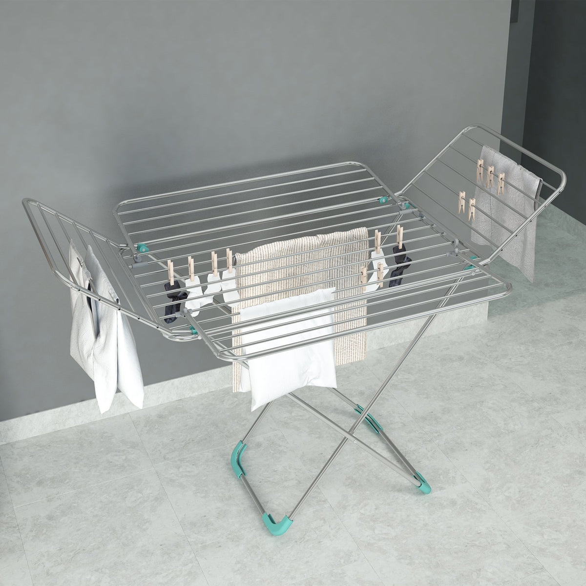 Étendoir a Linge Intérieur Pliable, Tancarville Etendoir, 30m, Antirouille, Fabriqué en Italie, Colombo Flower
