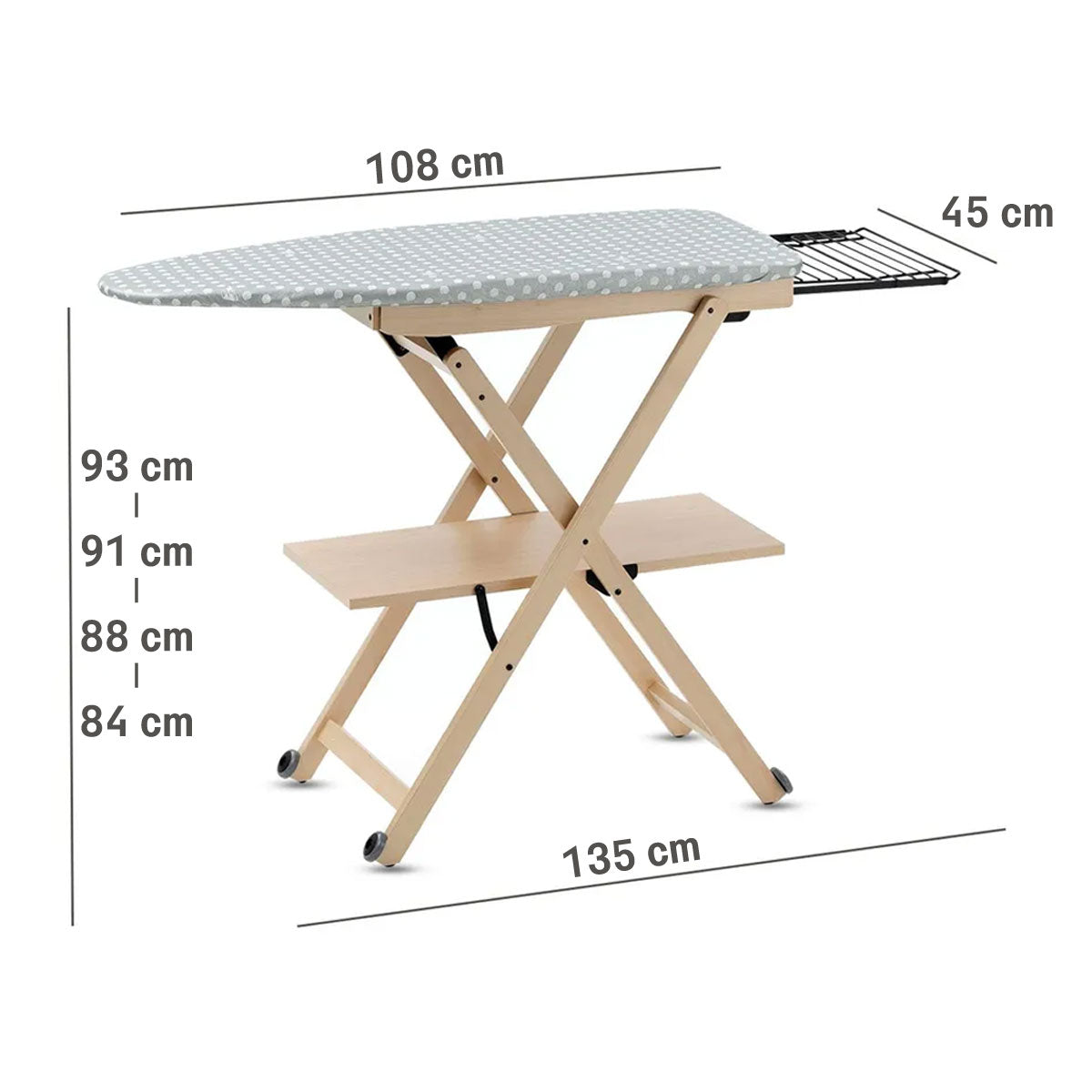 Table à Repasser, Planche à repasser, hauteur réglable, Couleur Naturelle, ARIT STIROCOMODO, Fabriqué en Italie, 6