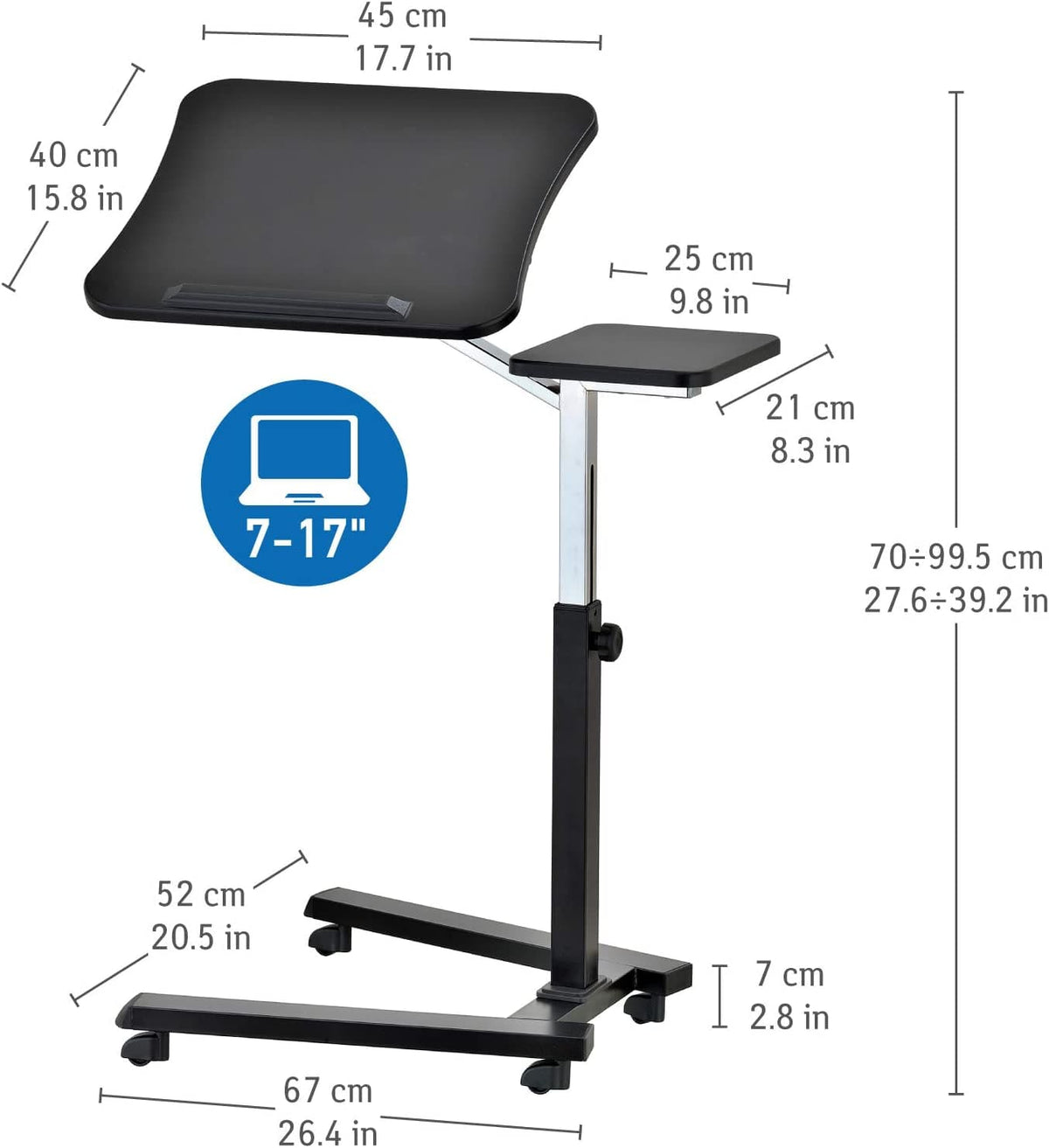 Table de Lit, Table Ordinateur Portable, Table pour Ordinateur Portable, avec Roulettes, Table réglable, Tatkraft Joy, 12