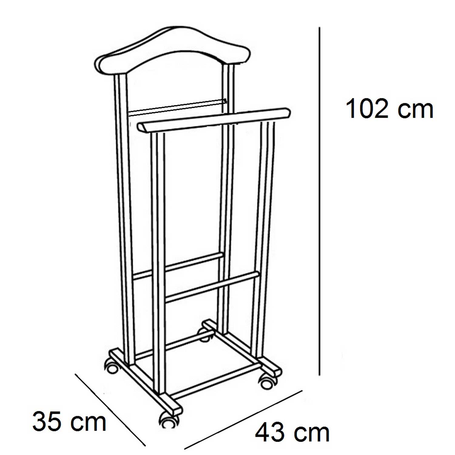 Valet de Chambre, sur Roulettes, Valet de Nuit, Porte-Vêtements, Valet Vetement, ARIT ATRI, 5